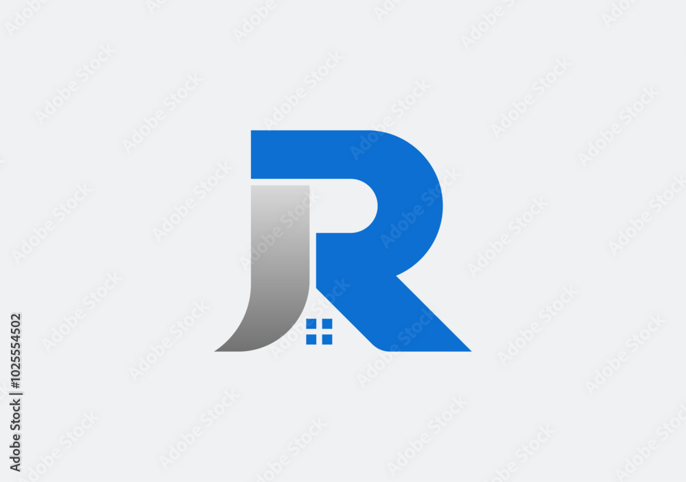 Elegant monogram JR incorporates a home symbol, representing trust and quality in property services Elegant monogram JR incorporates a home symbol, representing trust and quality in property services