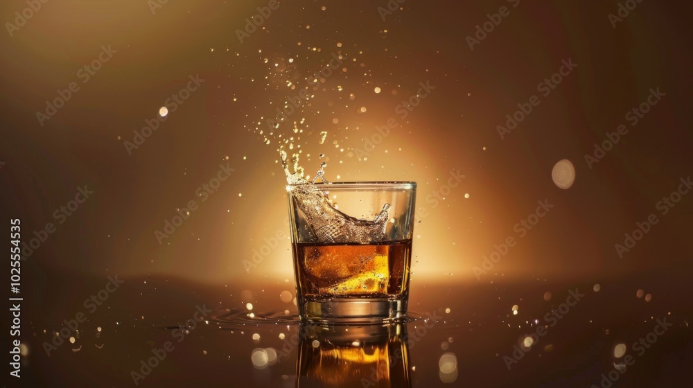 Refreshing Cocktail with Splash Effect on Clean Background Refreshing Cocktail with Splash Effect on Clean Background