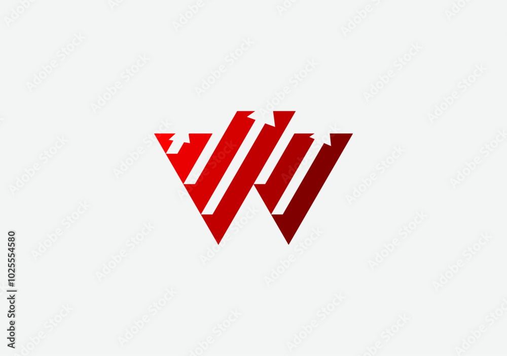 Monogram logo letter W features a graph bar arrow, symbolizing business growth and success Monogram logo letter W features a graph bar arrow, symbolizing business growth and success