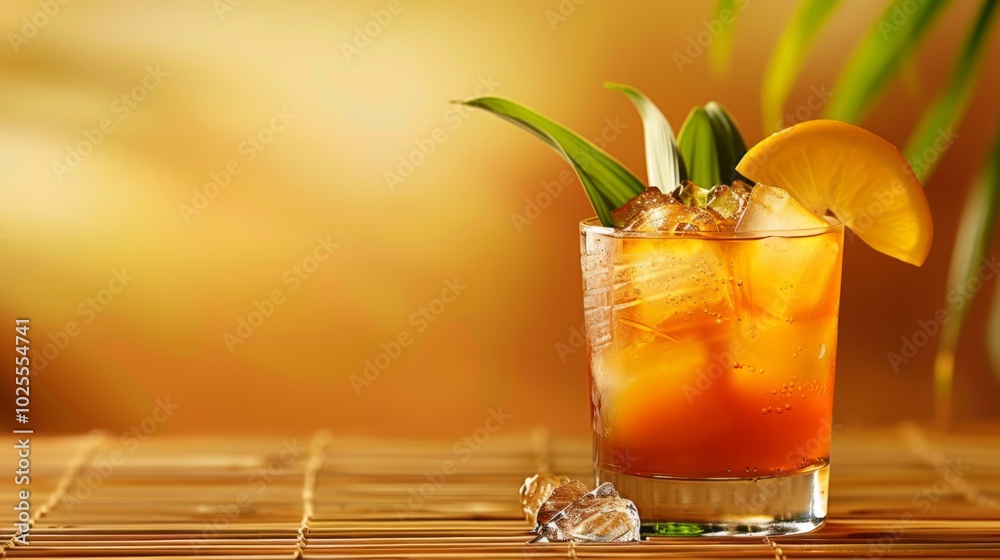 Fototapeta premium Refreshing Tropical Cocktail with Pineapple Garnish