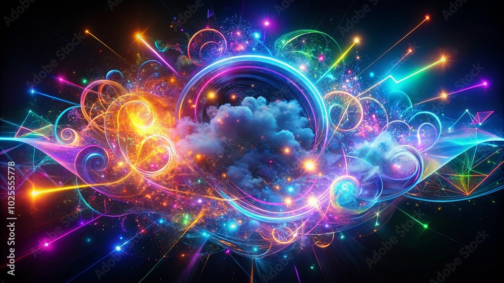 A symphony of light, swirling through ethereal clouds, illuminating the celestial canvas with a radiant glow. A symphony of light, swirling through ethereal clouds, illuminating the celestial canvas with a radiant glow.