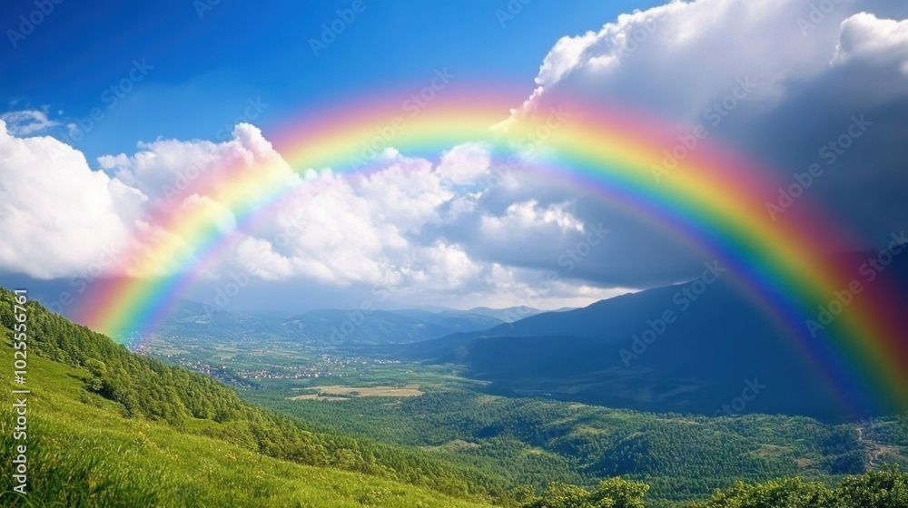 After a fresh rainstorm, a brilliant rainbow stretches across a rural landscape, creating a vibrant scene filled with hope and natural beauty. After a fresh rainstorm, a brilliant rainbow stretches across a rural landscape, creating a vibrant scene filled with hope and natural beauty.
