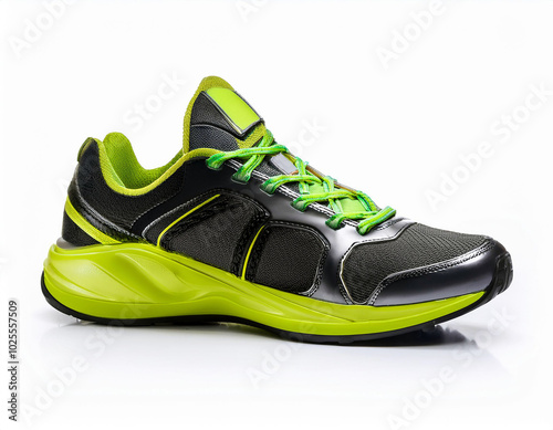 Dynamic Lime Green & Black Athletic Shoe; Modern Design, Comfort & Style. Perfect for your active lifestyle!