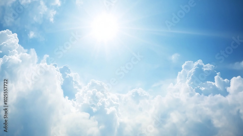 Wind turbine isolated on blue background with copy space.