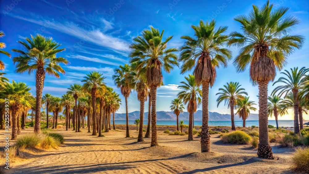 Desert landscape with palm trees in Benicassim Costa Azahar Desert landscape with palm trees in Benicassim Costa Azahar