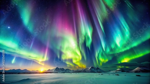 desktop background featuring abstract Aurora Borealis from a bird's eye view