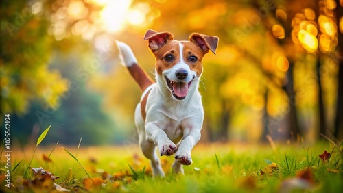 Energetic Jack Russell Terrier Playing in the Park – Adorable and Lively Dog Breed Captured in Action Outdoors