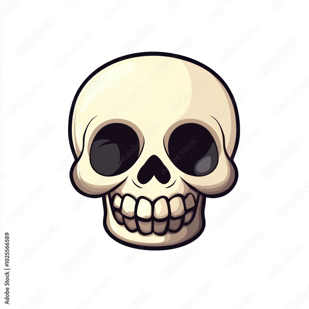 Fototapeta premium Cute cartoon skull symbol logo icon. The decoration element for Halloween.