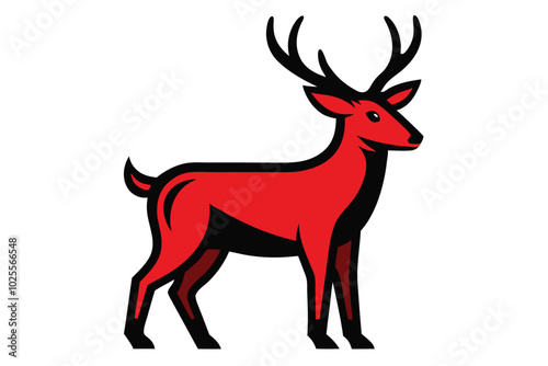 Solid color Red Deer animal vector design