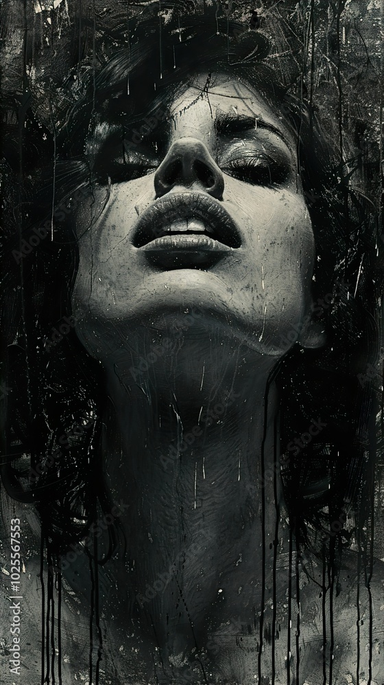 Dramatic Portrait of a Woman with Eyes Closed Dramatic Portrait of a Woman with Eyes Closed