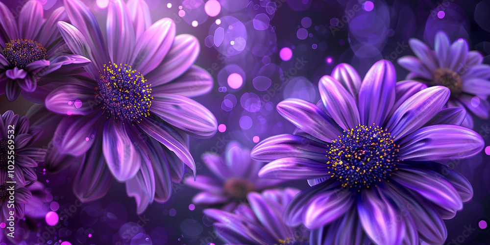 A cluster of vibrant purple flowers set against a dark. A cluster of vibrant purple flowers set against a dark.