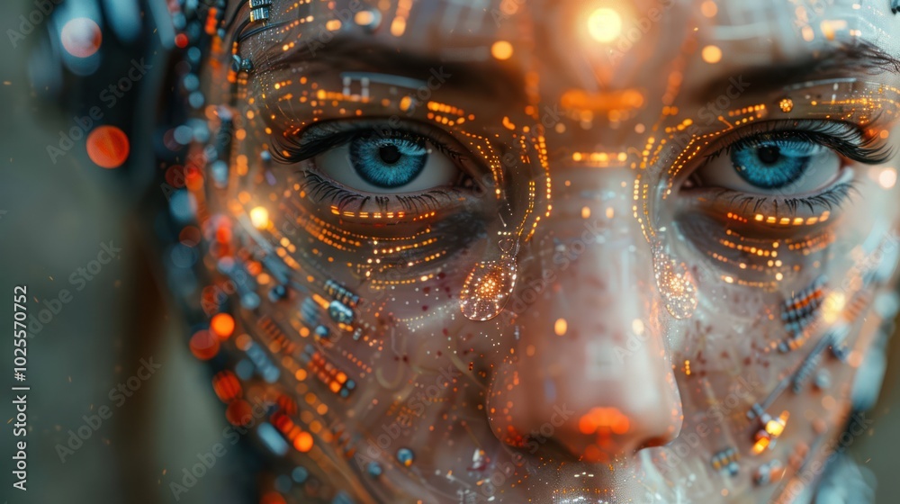 Artificial Intelligence Render of Abstract Human Face Artificial Intelligence Render of Abstract Human Face