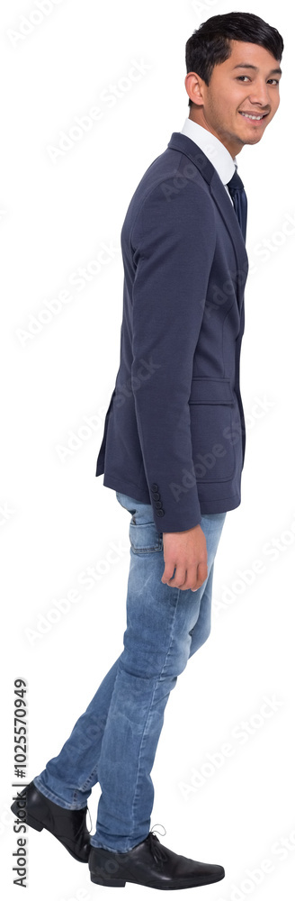 © vectorfusionart - Digital png photo of caucasian businessman walking on transparent background