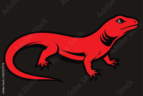 Solid color red ackie monitor animal vector design