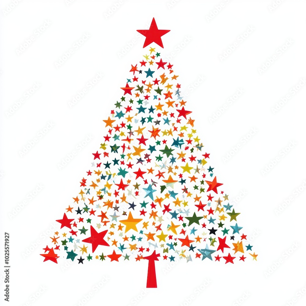 Christmas tree made of colorful stars Christmas tree made of colorful stars