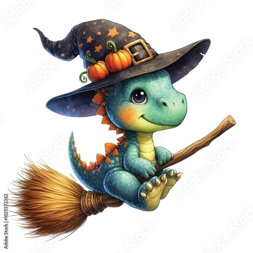 Cute dinosaurs for Halloween clipart watercolor