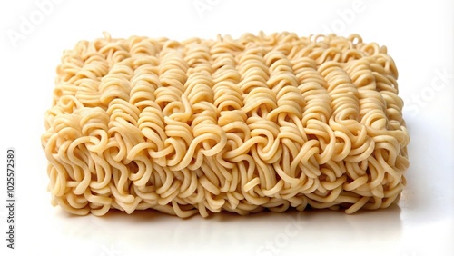 Dried and precooked noodle block isolated on white background silhouette