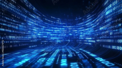 Digital Binary Code Tunnel Abstract Background