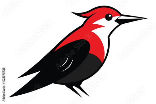 Solid color Red-Bellied Woodpecker animal vector design