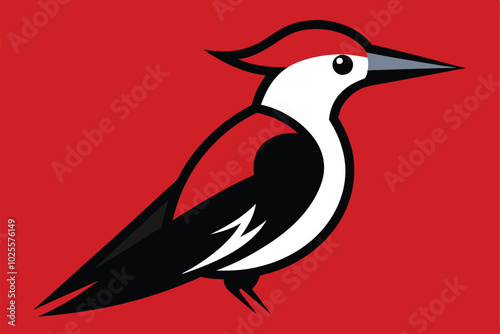 Solid color Red-Bellied Woodpecker animal vector design