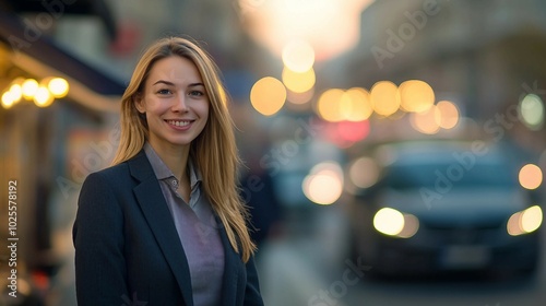 Businesswoman Smiling Confidently in the City