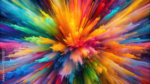 dynamic abstract art with explosive colors and energetic brushstrokes close-up