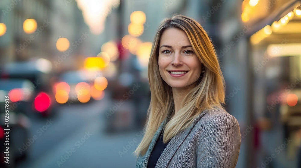 Confident Woman Smiling In City Street Confident Woman Smiling In City Street