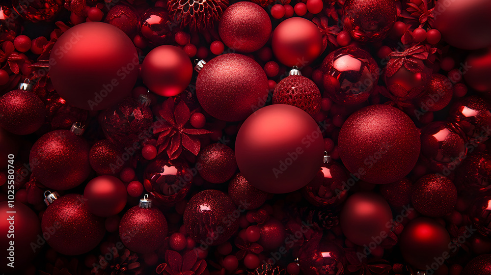 Rich red spherical ornaments create festive atmosphere for celebrations Rich red spherical ornaments create festive atmosphere for celebrations