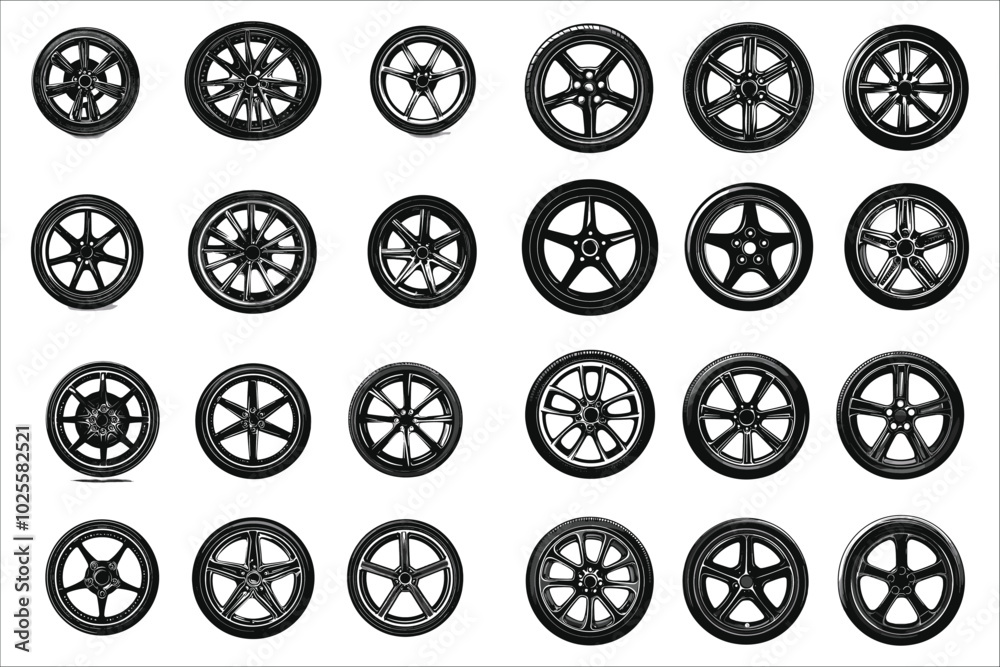 Black silhouettes of car wheel set. Car wheel silhouettes collection vector. Vector car wheel silhouettes. Vector illustrations of car wheel silhouettes set. Vector art of car wheel silhouettes icons Black silhouettes of car wheel set. Car wheel silhouettes collection vector. Vector car wheel silhouettes. Vector illustrations of car wheel silhouettes set. Vector art of car wheel silhouettes icons