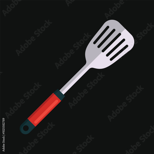 Kitchen spatula flat vector design isolated on black background