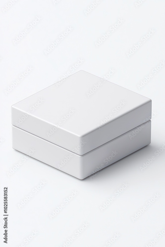 Depict a 3D white electronics box designed for delicate items, shown closed. Depict a 3D white electronics box designed for delicate items, shown closed.