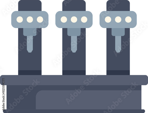 Illustration featuring three beer taps standing on a bar ready to pour beverages for customers