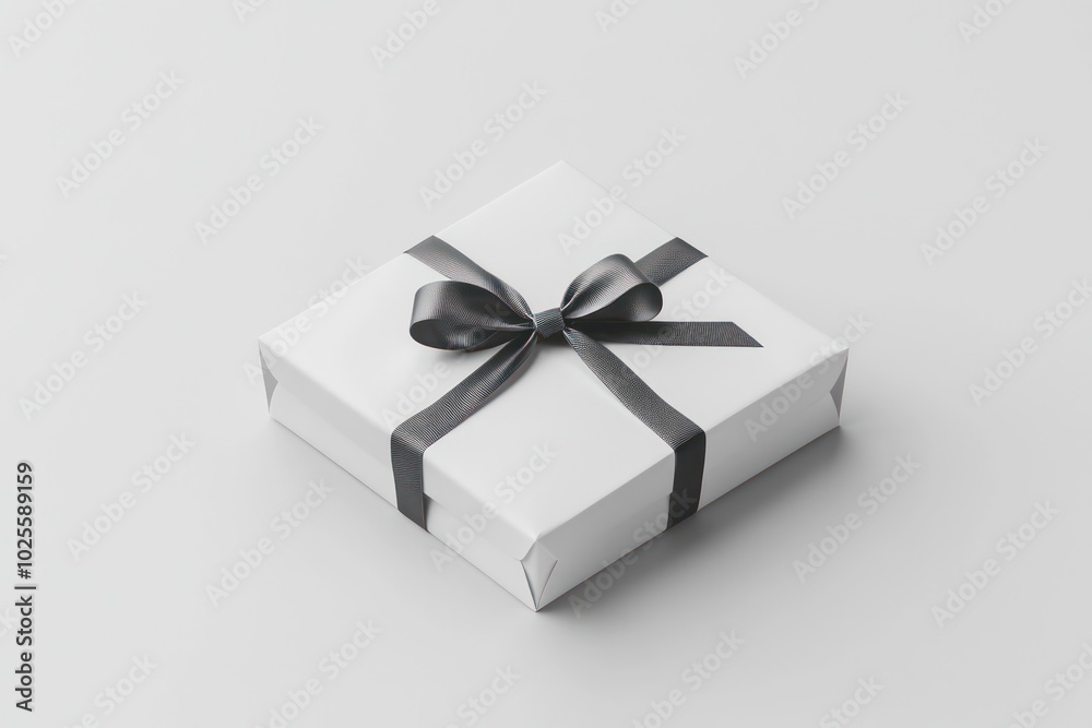 White square magnetic gift box, plain and empty, featuring a ribbon, in 3D. White square magnetic gift box, plain and empty, featuring a ribbon, in 3D.