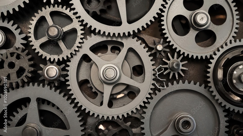 Close-up of interlocking gears, showcasing mechanical engineering design. Close-up of interlocking gears, showcasing mechanical engineering design.