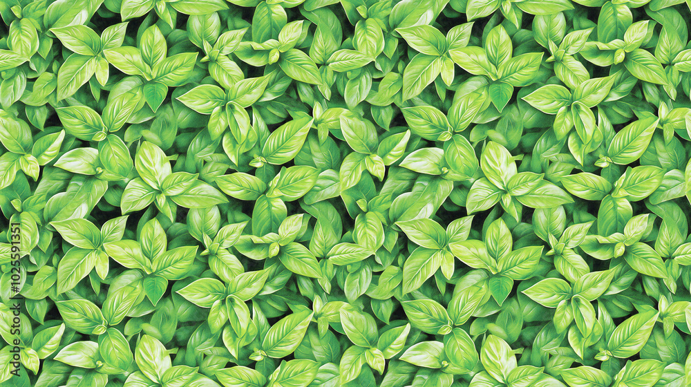 Fototapeta premium Vibrant Green Leaf Texture with Rich Foliage for Botanical Designs Seamless Repeatable Pattern.