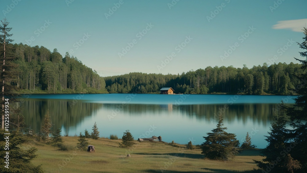Fototapeta premium A Beautiful Lake Landscape