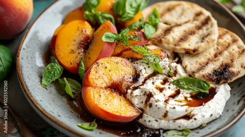 Delightful Peach and Burrata Salad with Grilled Flatbread: A Refreshing Summer Dish