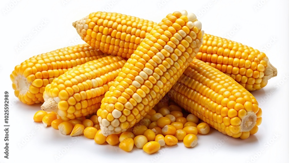 Healthy Organic Yellow Sweet Corn Seeds Isolated on White Background for Cooking, Gardening, and Nutritional Uses