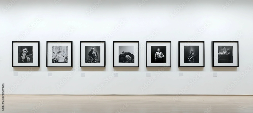 Black and White Photographs in a Gallery Setting Black and White Photographs in a Gallery Setting