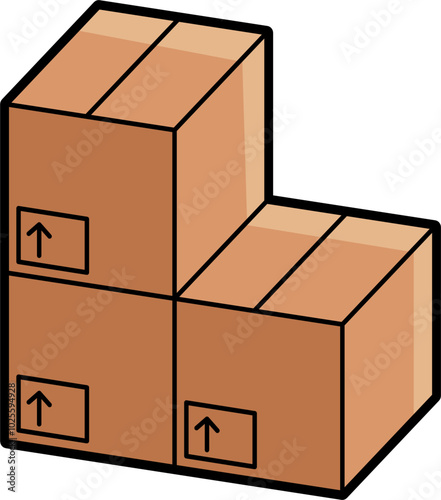 Stacked cardboard box colored illustration vector