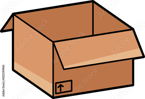 Open cardboard box colored illustration vector