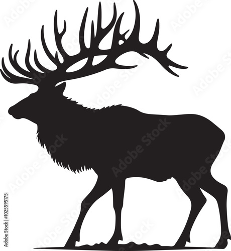 a large elk animal silhouette vector art illustration