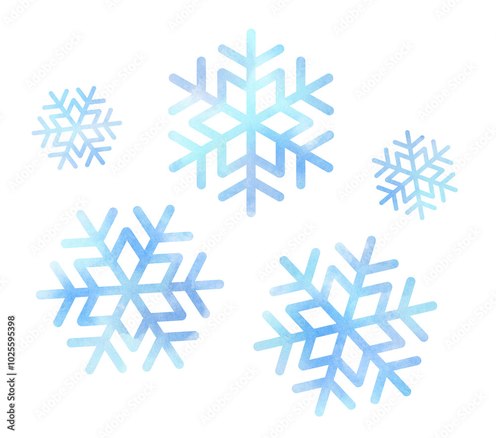 シンプルな雪の結晶のイラスト 水彩タッチ シンプルな雪の結晶のイラスト 水彩タッチ