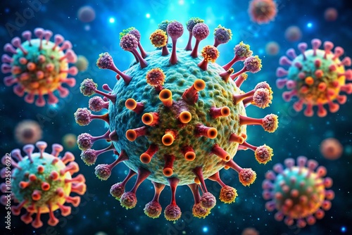 High-Resolution Virus Image for Scientific Research and Health Education - Microbiology, Infection, Disease Spread