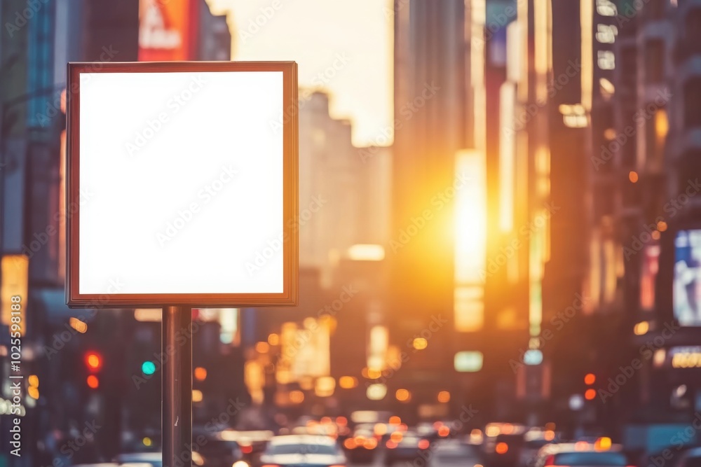 Blank billboard on a busy street, with copy space Blank billboard on a busy street, with copy space