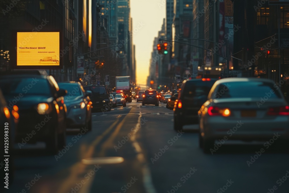 Blank billboard on a busy street, with copy space Blank billboard on a busy street, with copy space