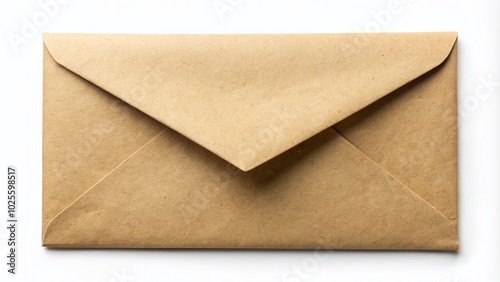 Horizontal Manilla Envelope on White Background - Craft Paper with Grainy Texture for Packaging and Stationery Designs