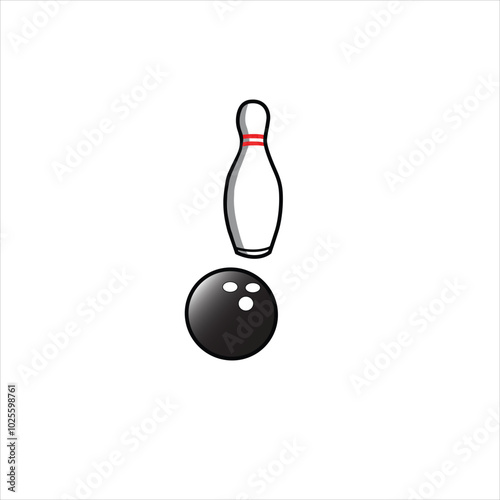 Simple Black and White vector bowling ball