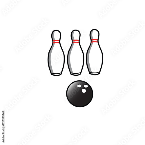 Simple Black and White vector bowling ball