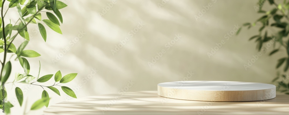 3d background product display podium scene with leaf geometric platform,cloud and sky, palm shadows and white stone podium,Mockup for eco beauty cosmetic advertising,Copy space. 3d background product display podium scene with leaf geometric platform,cloud and sky, palm shadows and white stone podium,Mockup for eco beauty cosmetic advertising,Copy space.